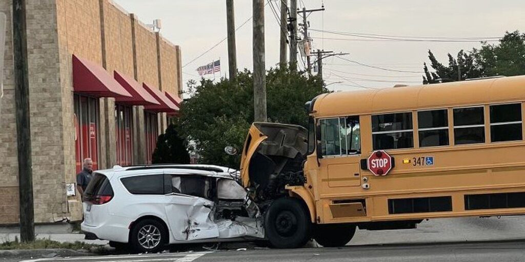 One injured in school bus, minivan collision in Wilmington, no children onboard at the time