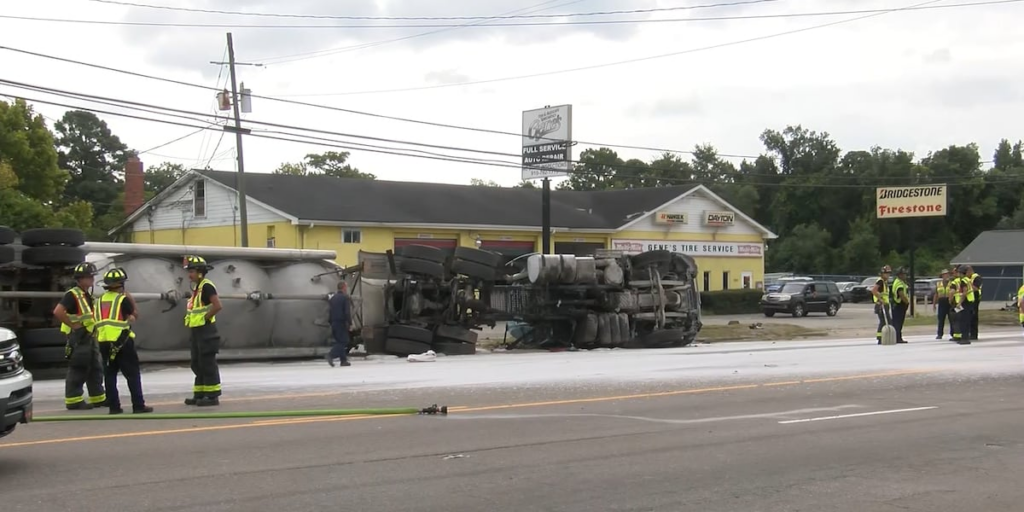 Semi-truck collision causes stand-still traffic on Carolina Beach Rd.