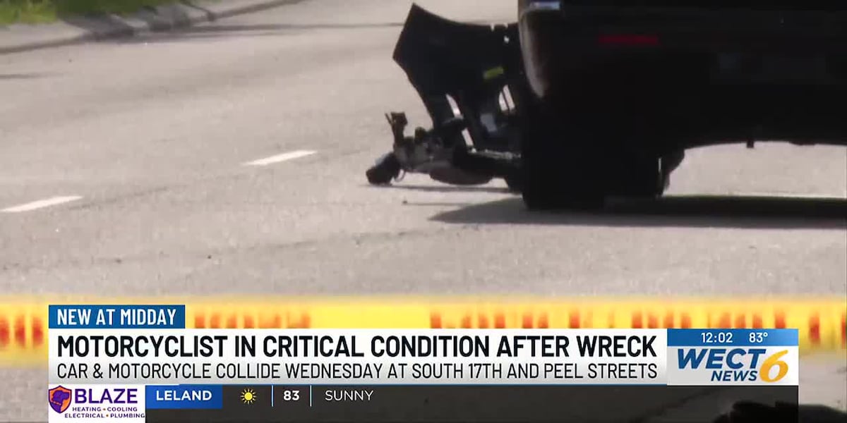 Motorcyclist in critical condition after crash on Peel and 17 Streets