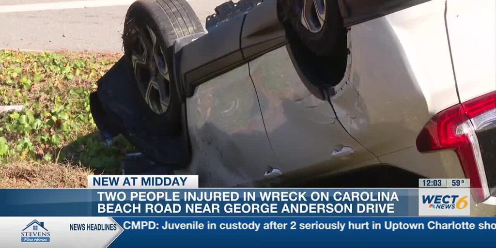 Crews respond to collision on Carolina Beach Road involving overturned vehicle