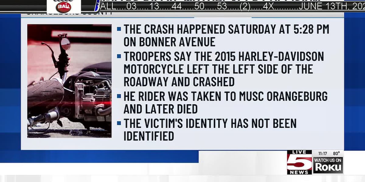 VIDEO: SC Highway Patrol investigating fatal motorcycle collision in Orangeburg County